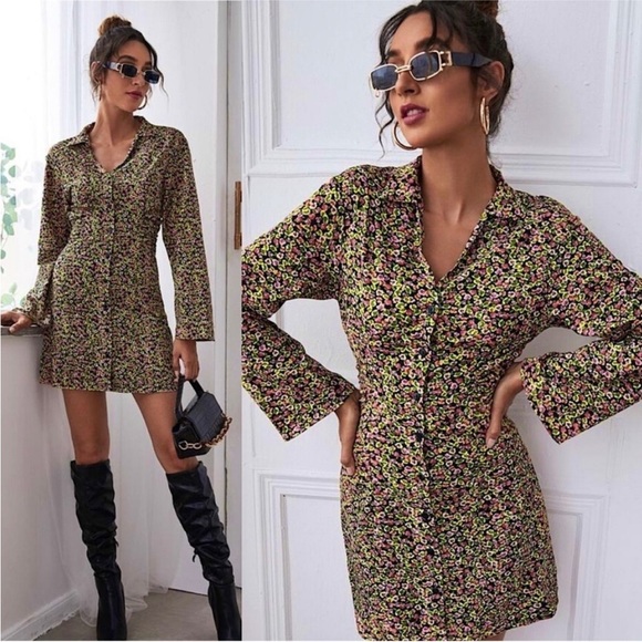 Zara floral retro mini dress BLOGGERS FAVORITE!! NWT - Picture 1 of 13